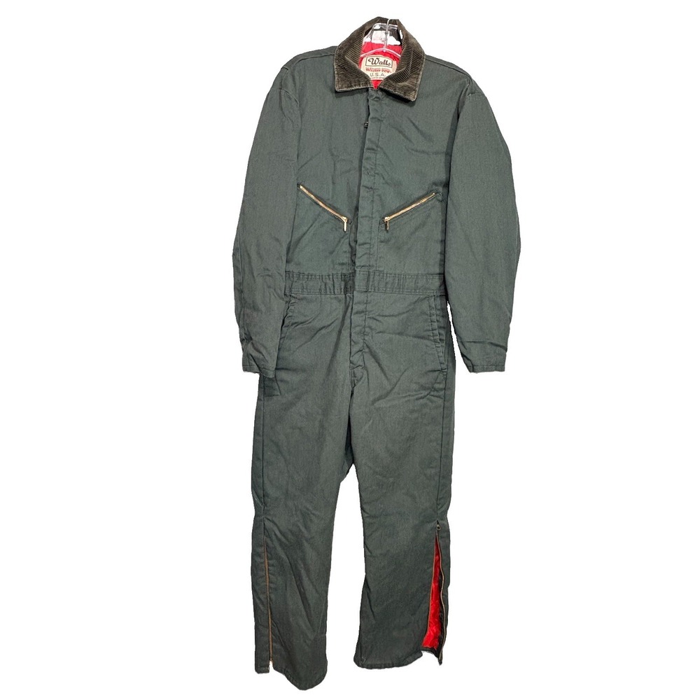 Walls Blizzard-Pruf Coveralls Men's S Short Green Insulated USA Vintage
